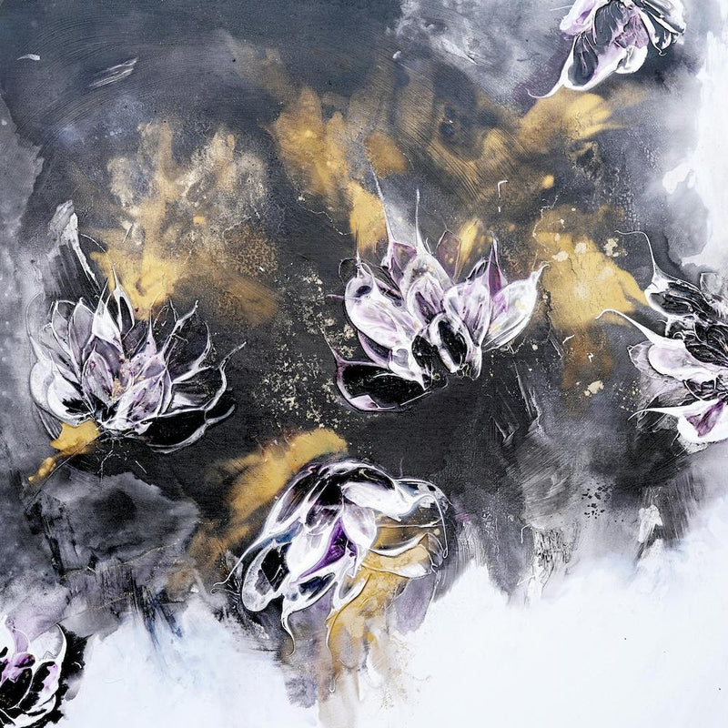 Black And Gold Floral Abstract 2 Square