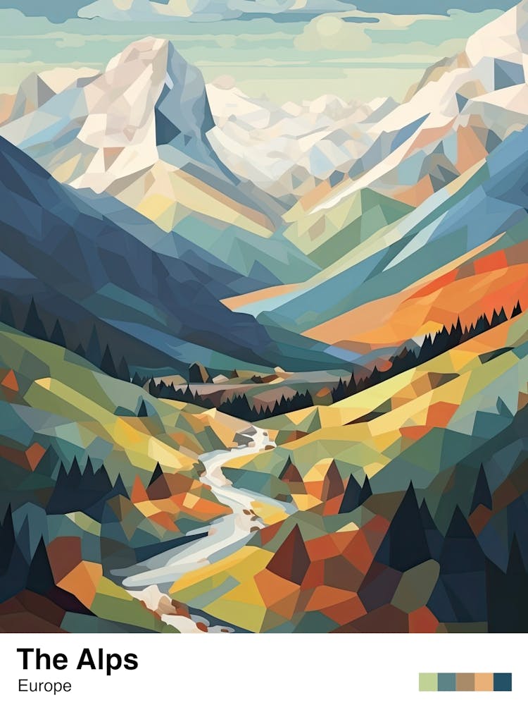 The Alps   Geometric Vector Illustration 6 Poster
