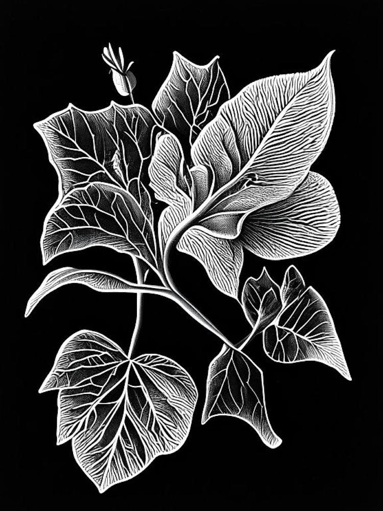 Quince Leaf Linocut 1