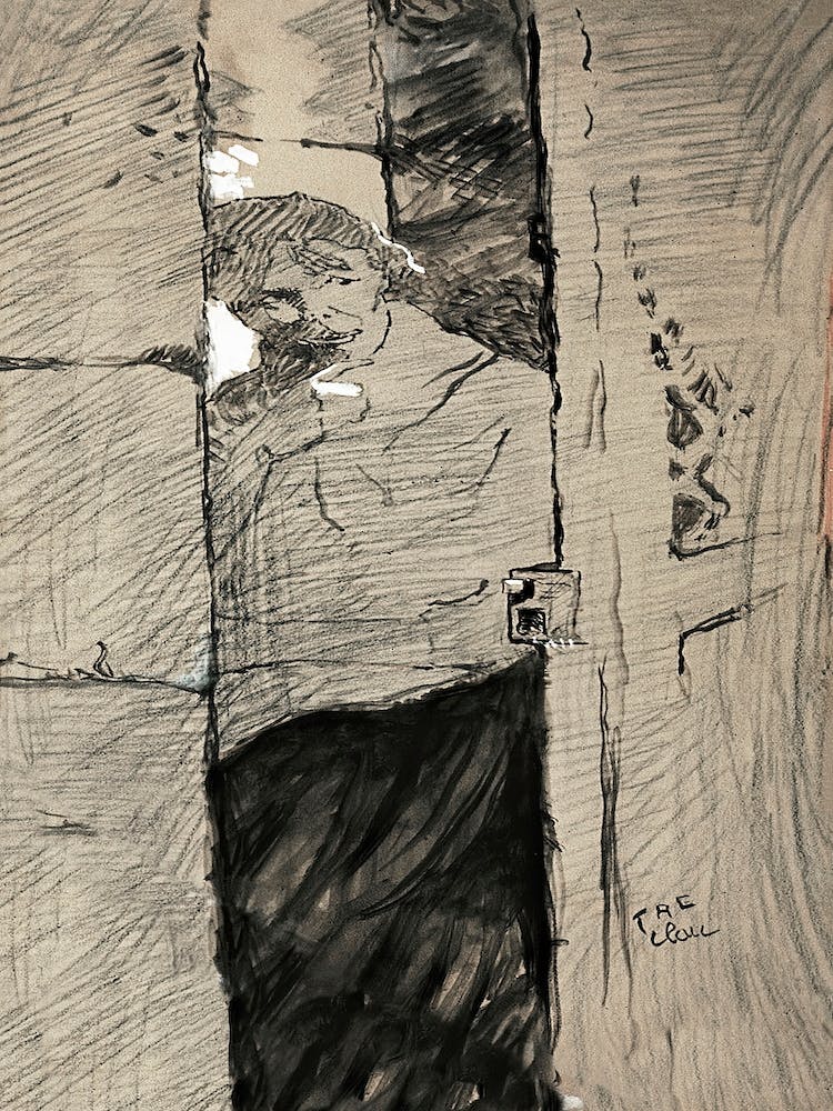 At The Door (1885), Henri de Toulouse-Lautrec