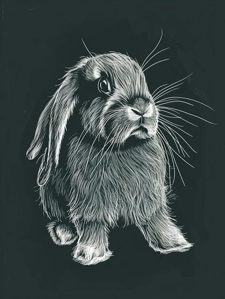 Mini Lop Rabbit Minimalist Illustration 2