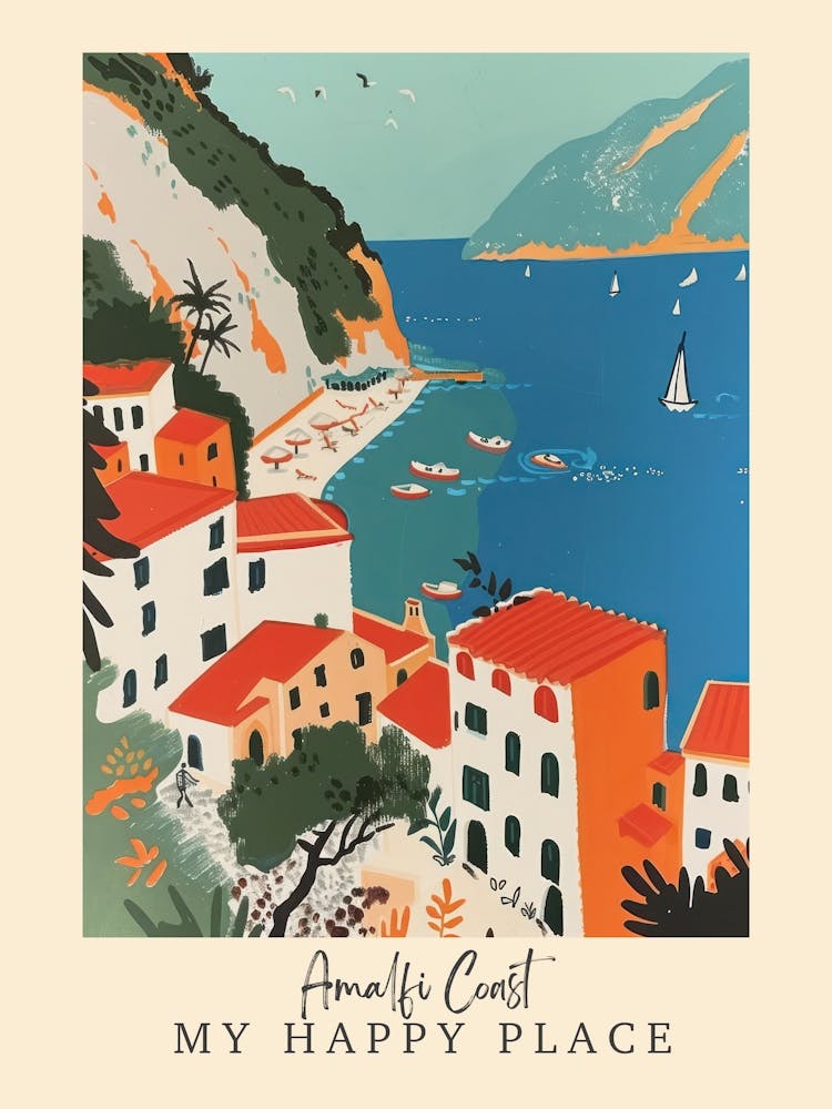 My Happy Place Amalfi Coast 2 Travel Poster