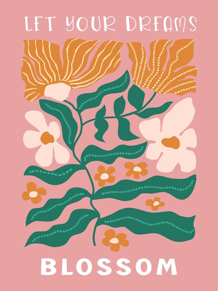 Boho Flowers Pink And Orange