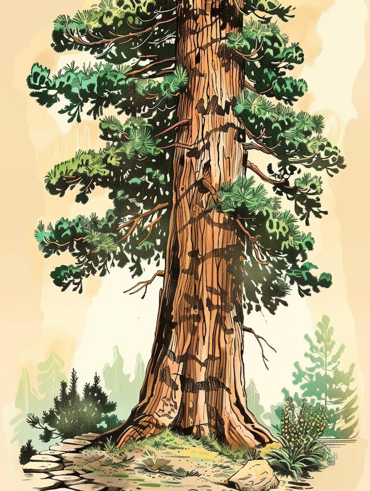 Redwood Tree Storybook Illustration 4
