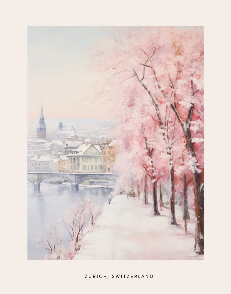 Verträumtes Wintergemälde Poster Zürich Schweiz 2
