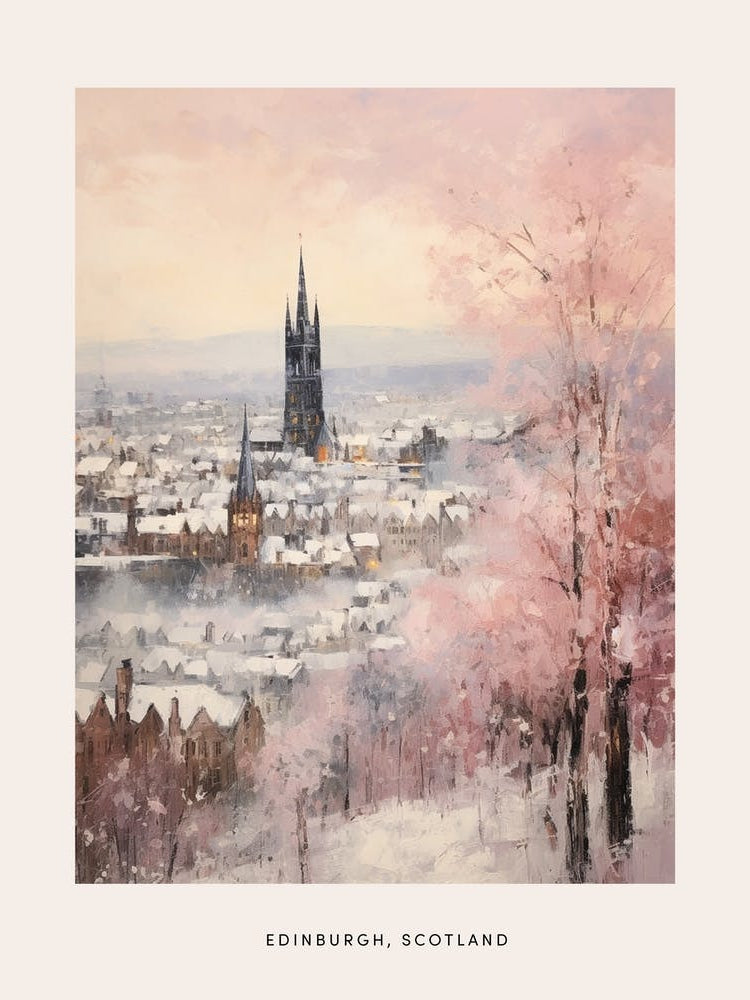 Dreamy Winter Painting Poster Edinburgh Scotland 6