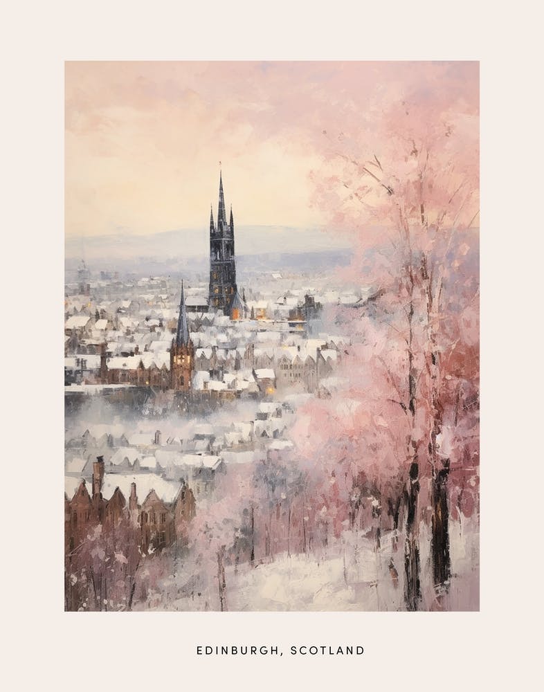 Dreamy Winter Painting Poster Edinburgh Scotland 6