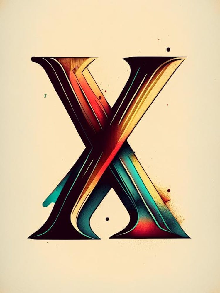 X, Letter, Alphabet Retro Drawing 8