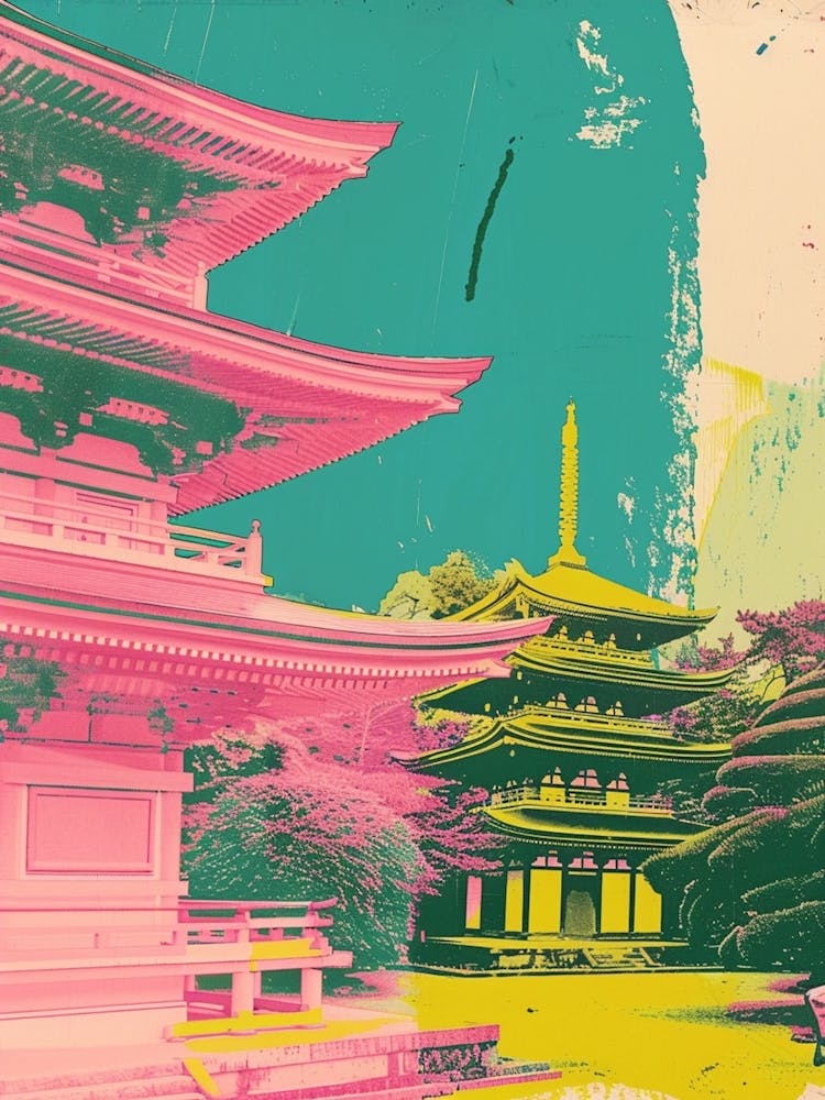 Japanese Traditional Strine Pink Silk Screen 1