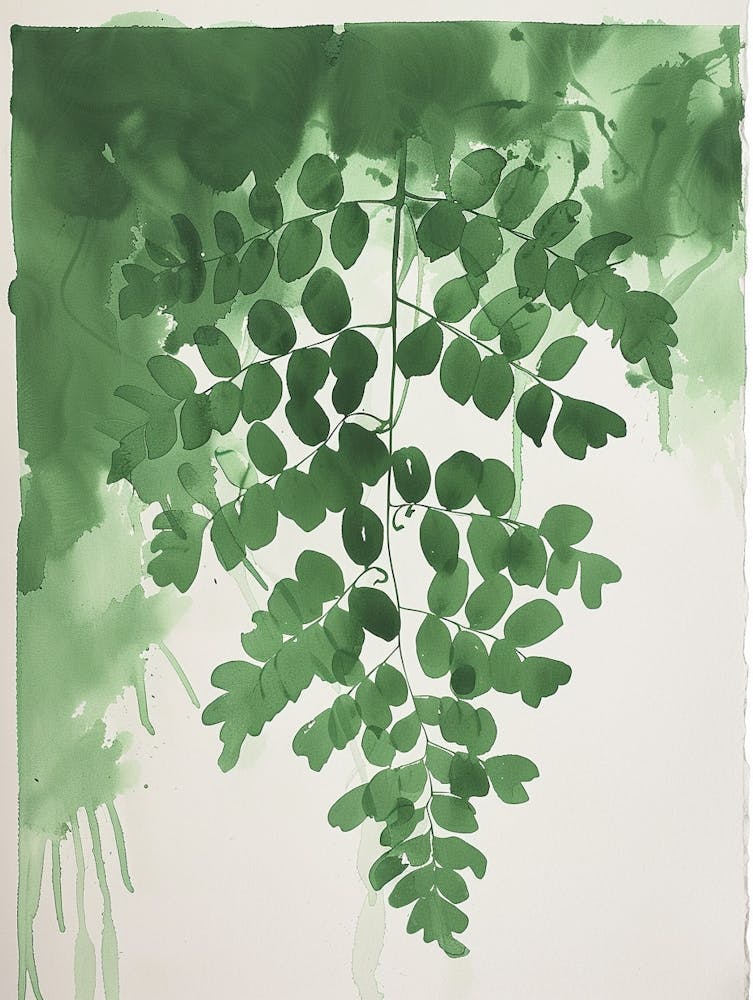Green Ink Painting Of A Southern Maidenhair Fern 2
