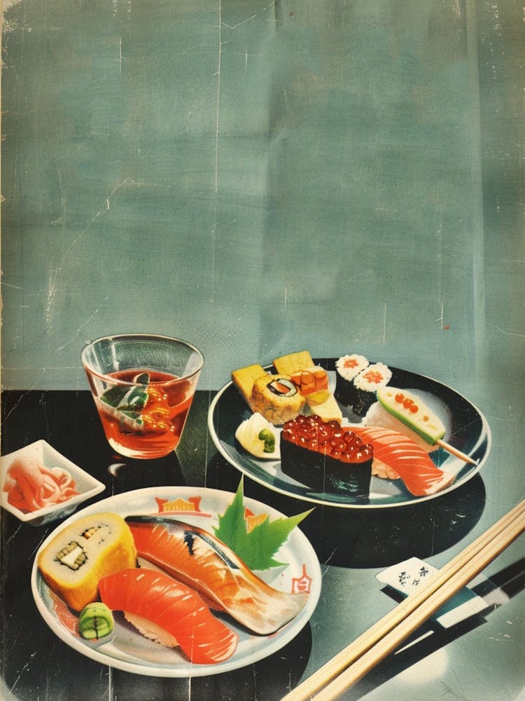 Japanese Retro Cuisine Abstract Food