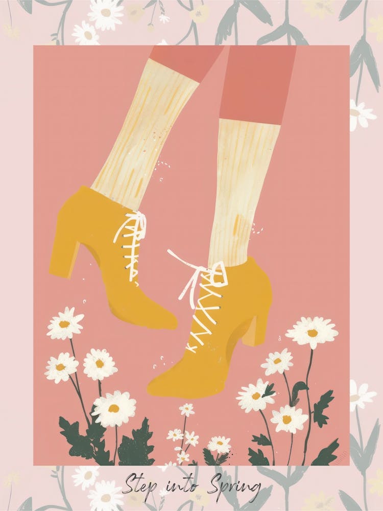 Entrez dans le Printemps Chaussures Fleurs Jaunes et Roses 1