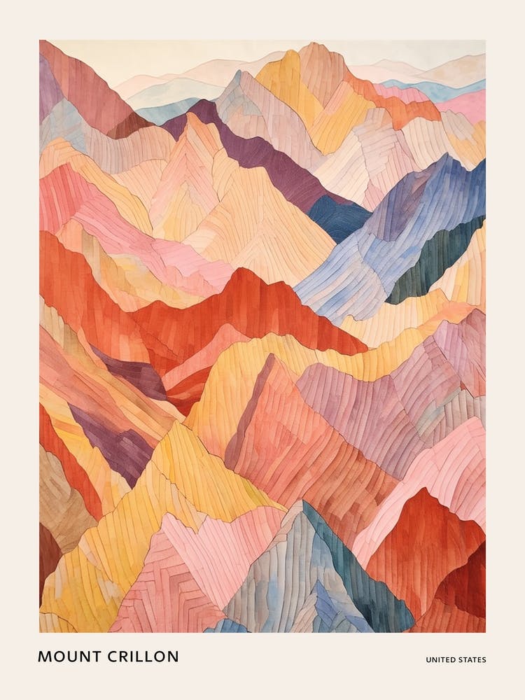 Mount Crillon United States Colourful Mountain Illustration Poster