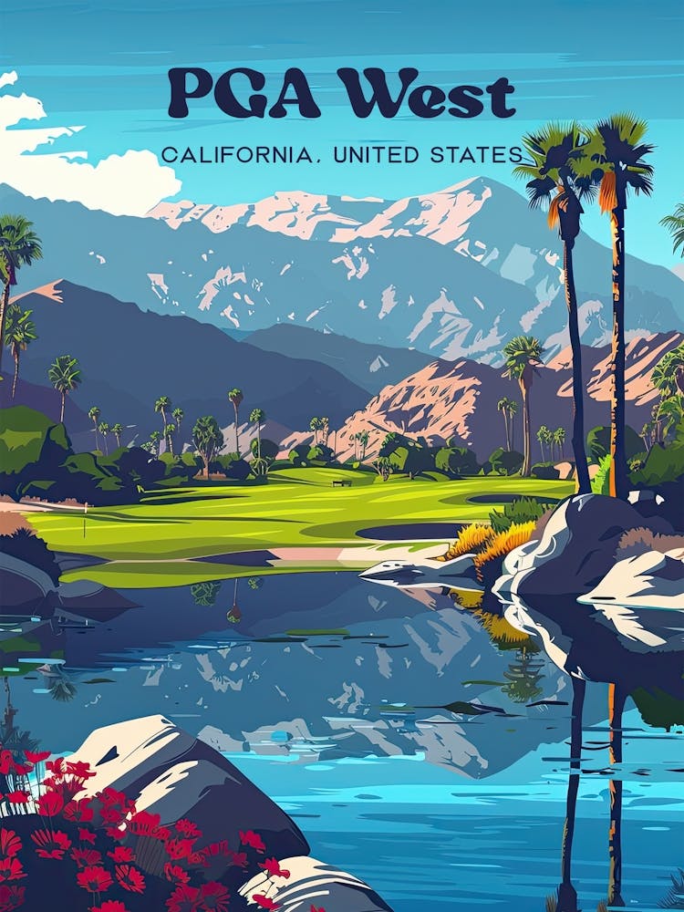 PGA West California Digital Travel Illustration
