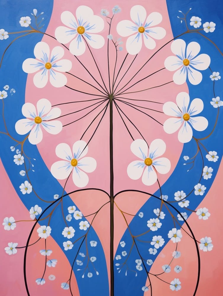 Gypsophila Babys Breath 1 Hilma Af Klint Inspired Pastel Flower Painting