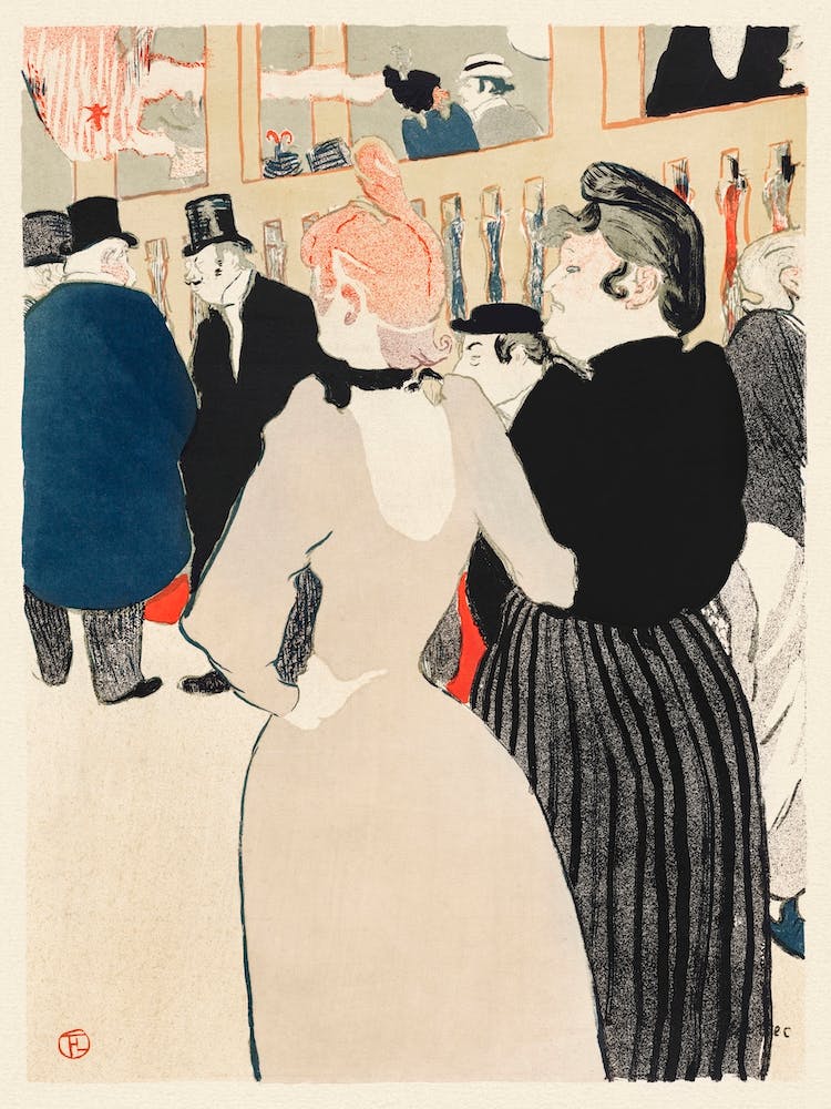 At The Moulin Rouge La Goulue And Her Sister (1892), Henri de Toulouse-Lautrec