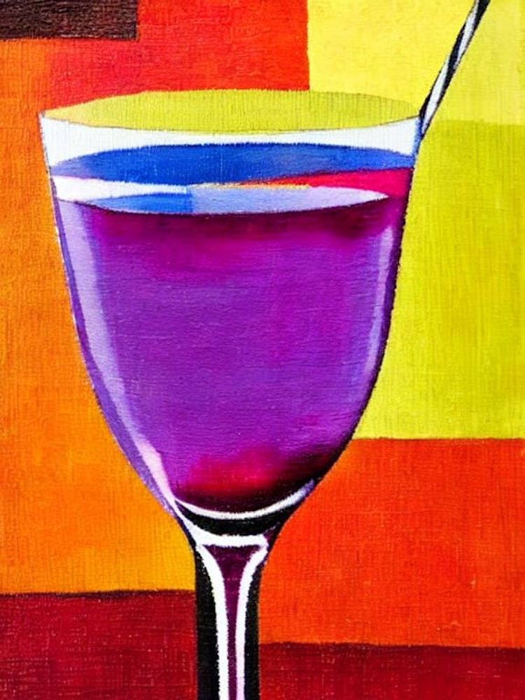 Singapore Sling Paul Klee Inspired Abstract Cocktail Poster