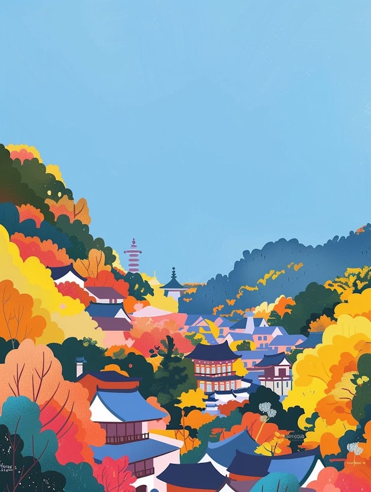 Kyoto Japan 3 Colourful Illustration