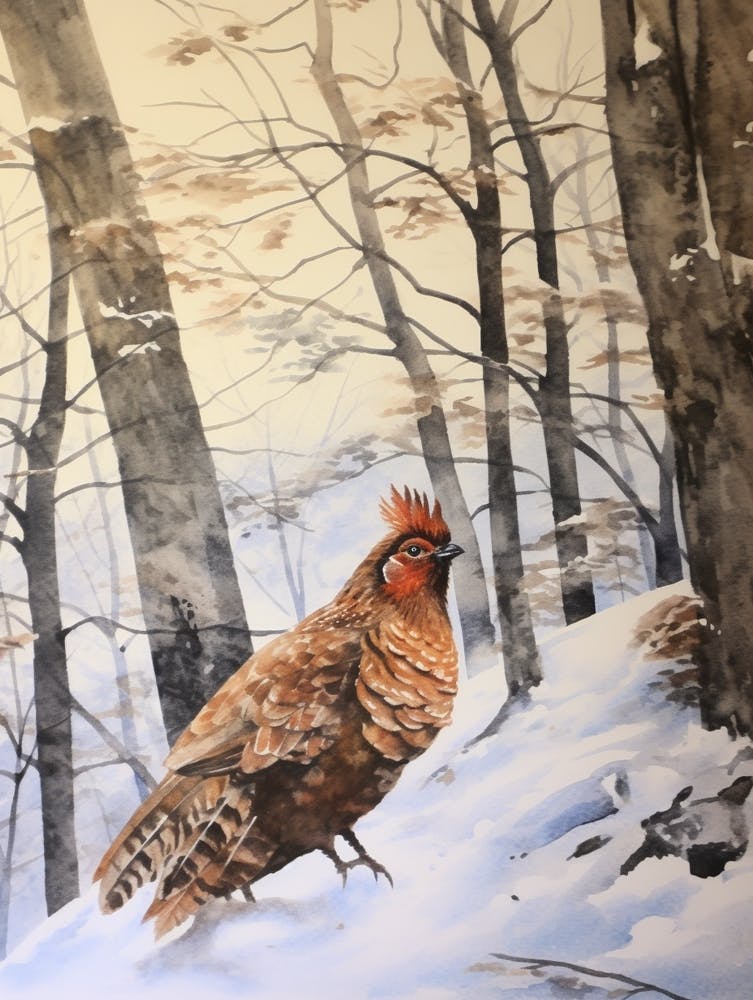 Winter Watercolour Grouse 3
