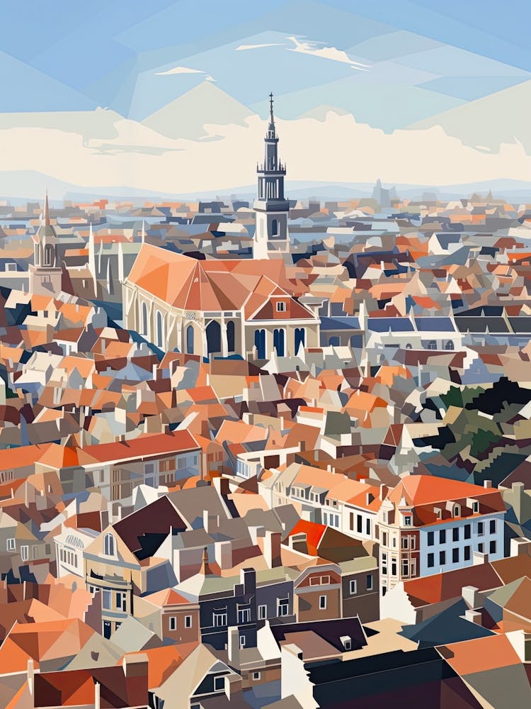 Brussels, Belgium, Geometric Illustration 1