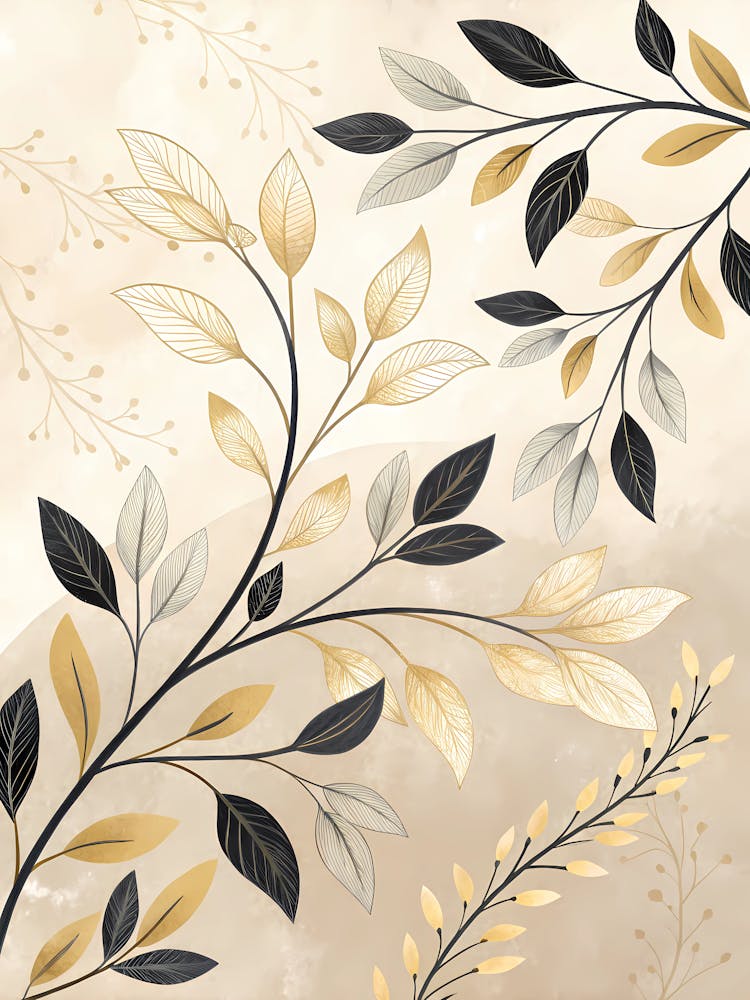 Gold Leaves Canvas Art