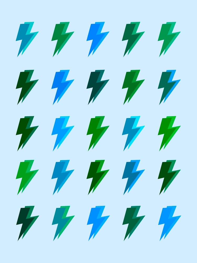 Blue and Green Lightning Bolts Pattern