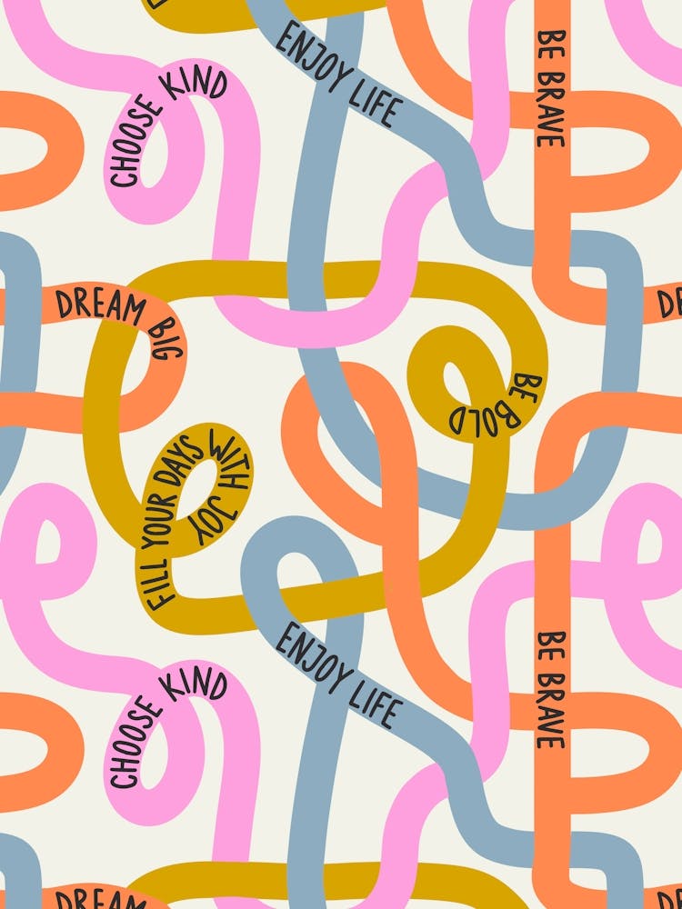 Positive Squiggle Lines Multicolor Motivational Quotes