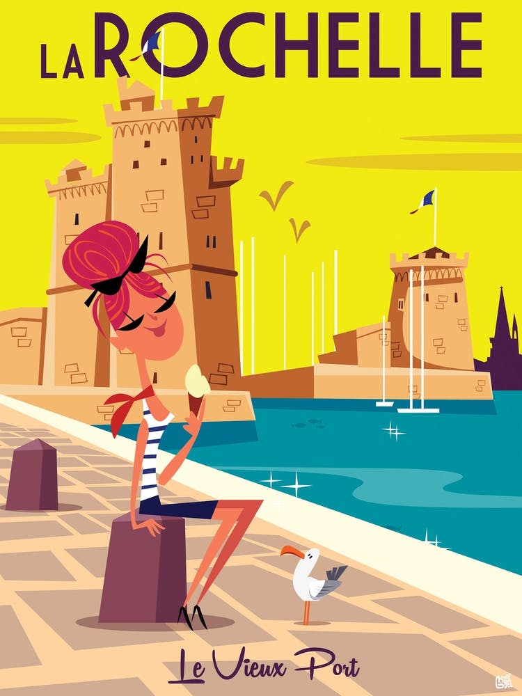 La Rochelle Le Vieux Port Poster Yellow