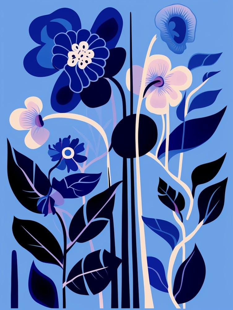 Blue Flower Illustration Monkey Orchid 2