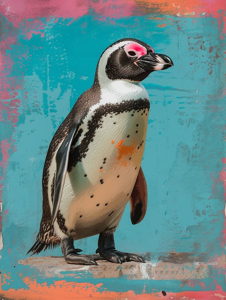 Galapagos Penguin Gold Harbour Colour Block Painting 3