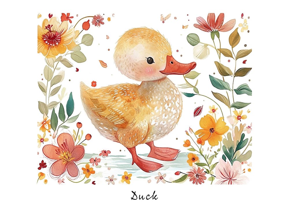 Little Floral Duck 3 Poster