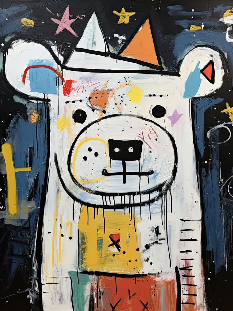 White polar street bear Basquiat style