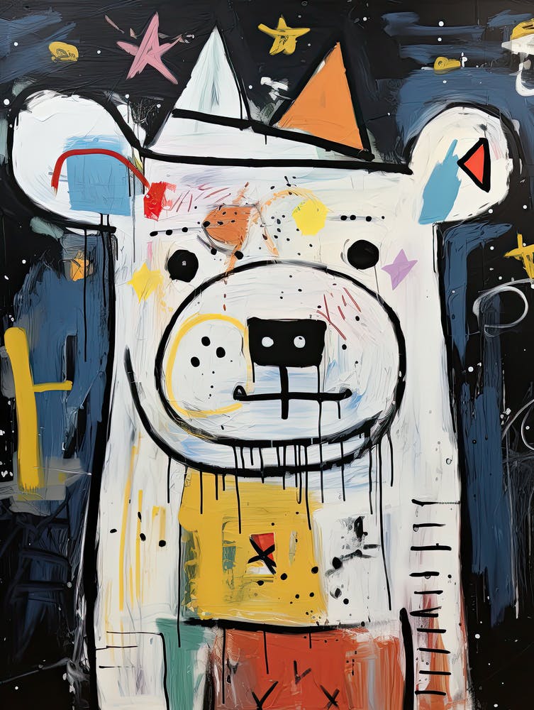 White polar street bear Basquiat style