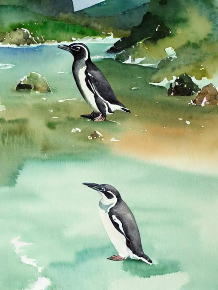 Galapagos Penguin Storybook Watercolour
