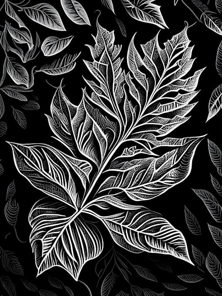 Pecan Leaf Linocut 2
