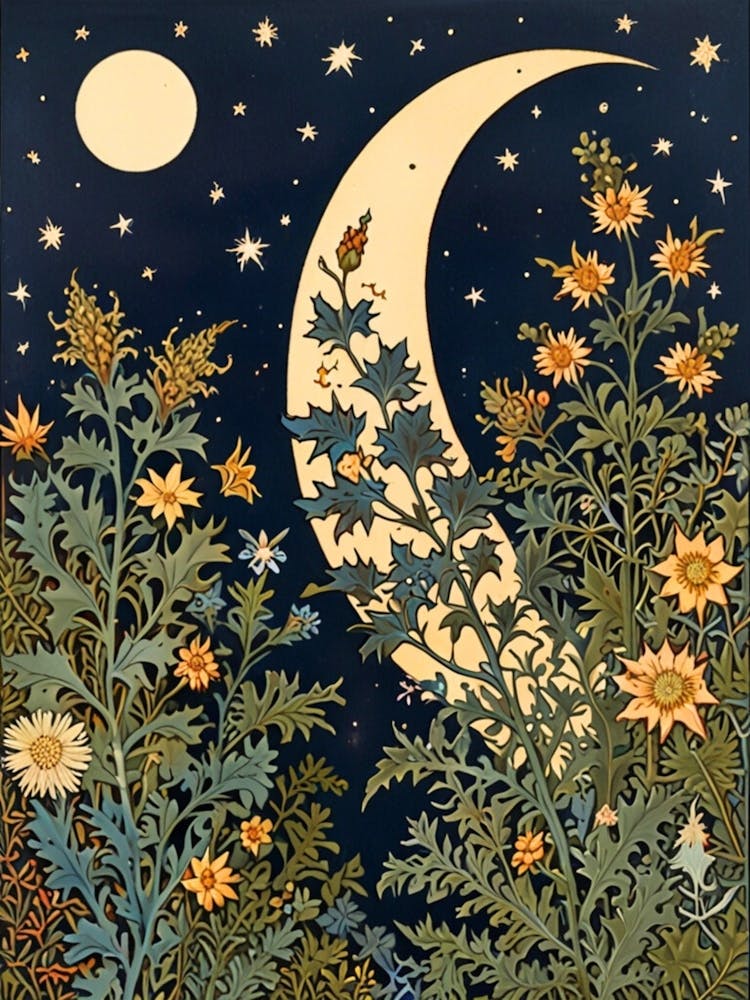 William Morris Moon And Flowers 48
