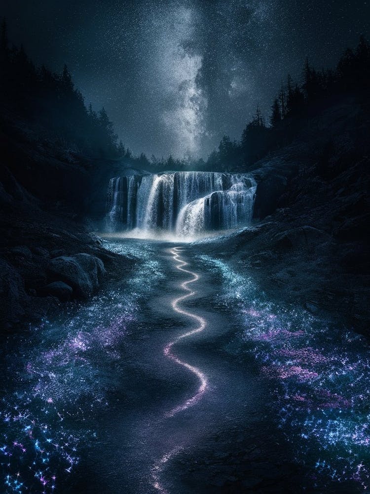 Waterfall At Night 1