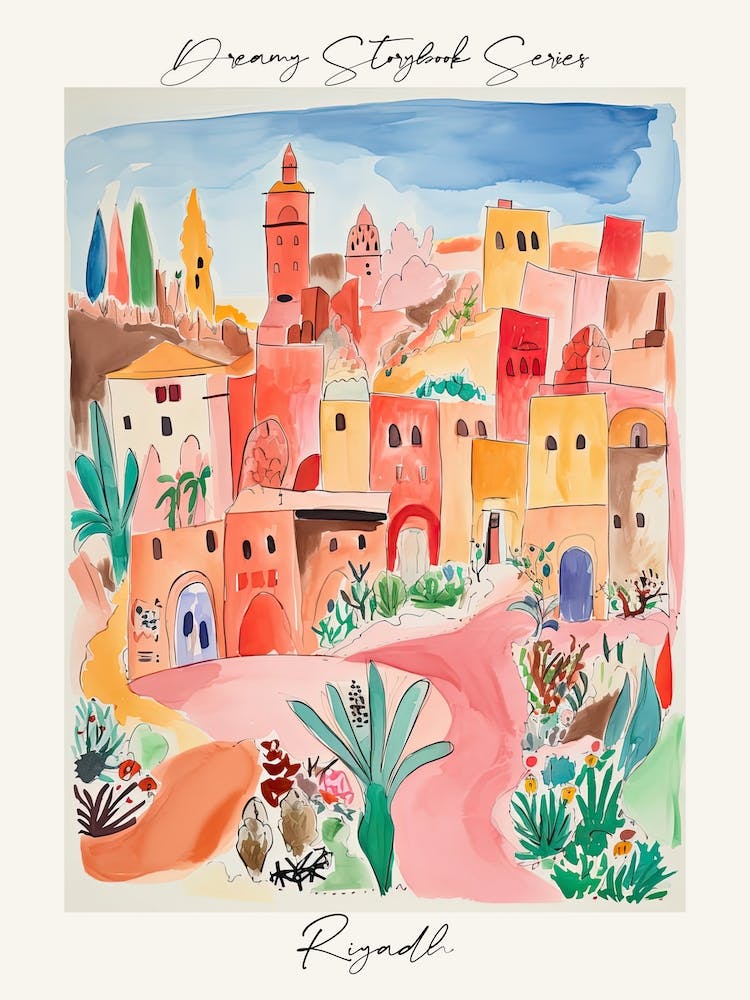 Poster Of Riyadh, Dreamy Storybook Illustration 6