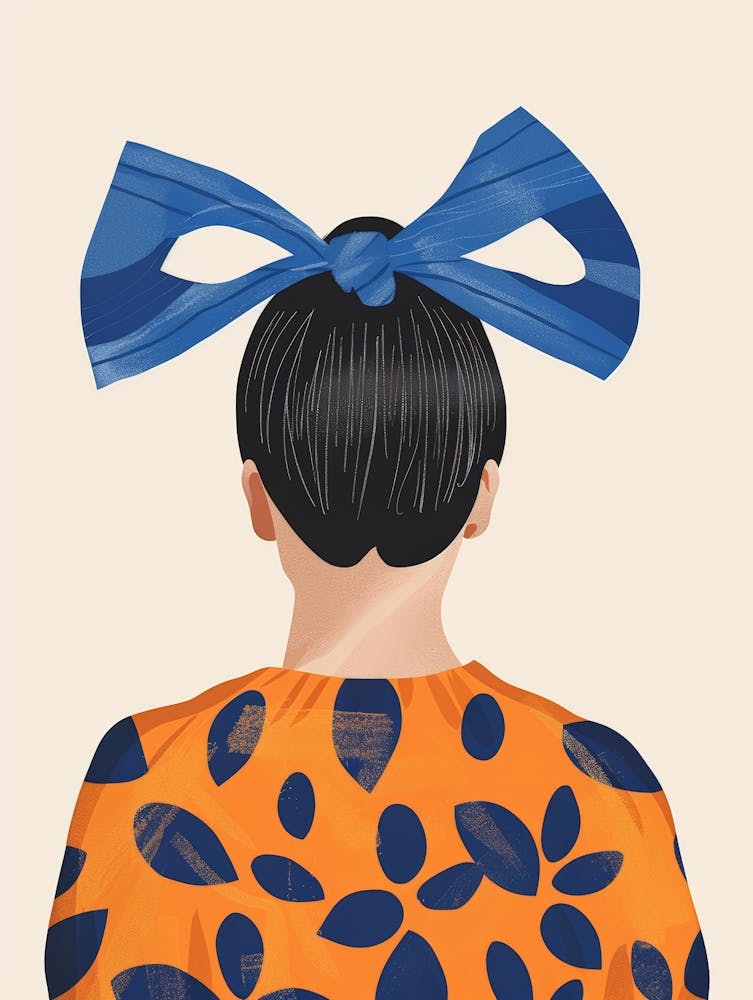 Illustration Einer Frau Mit Blauer Schleife