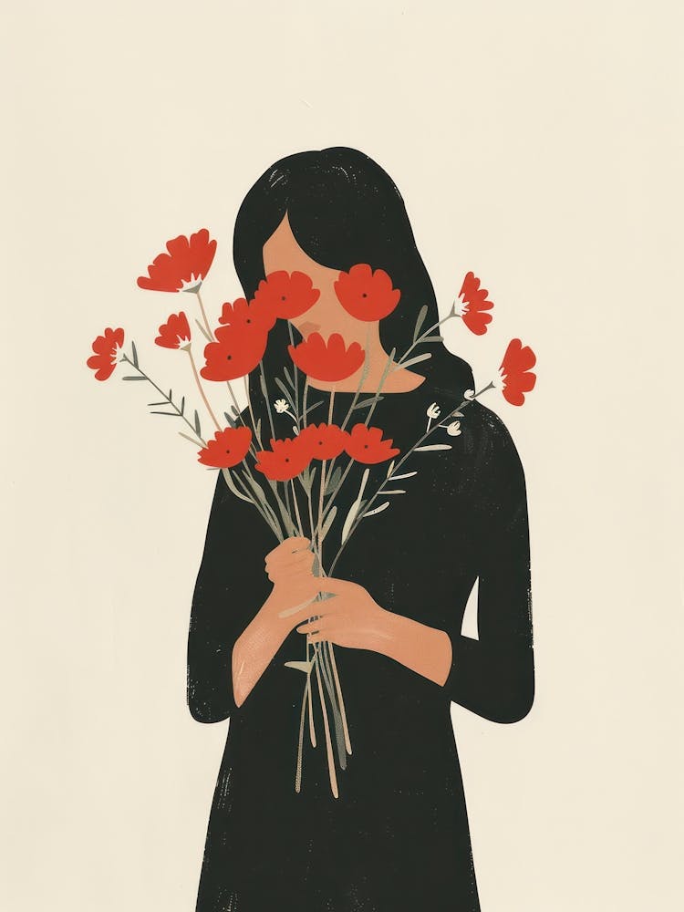 Spring Girl With Red Flowers 1