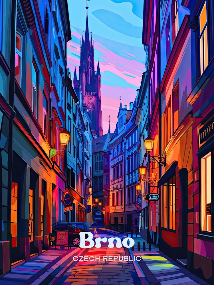 Brno Czech Republic Colorful Art Illustration