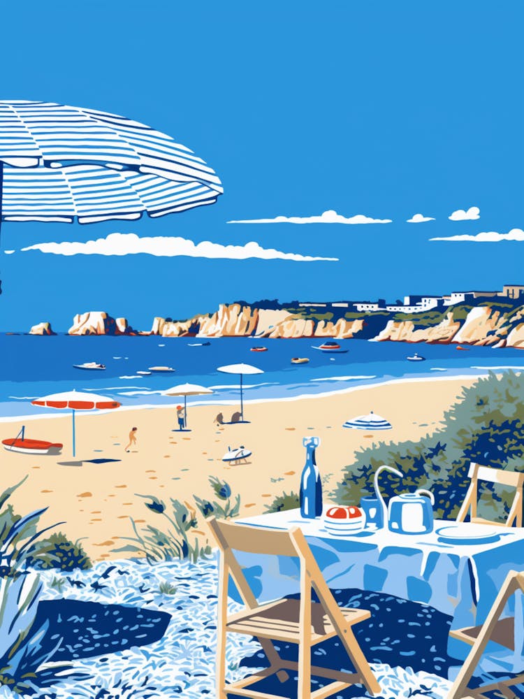 A Screen Print Of Cala Conta Beach Ibiza Spain 2