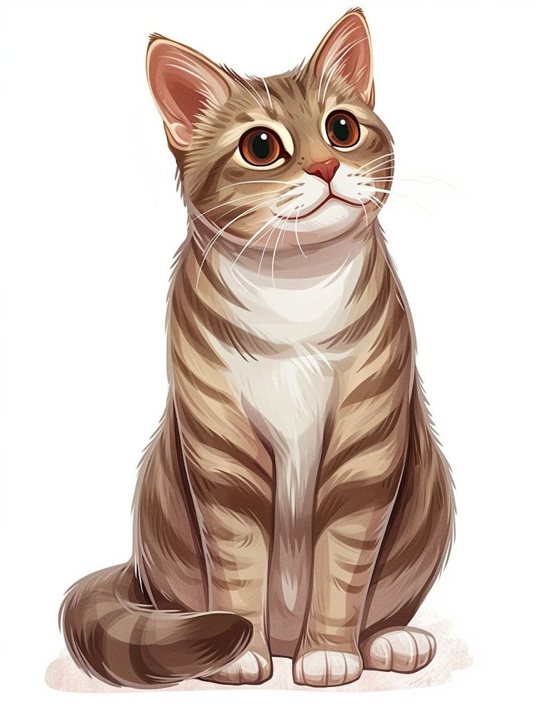 American Bobtail Cat Clipart Illustration 12