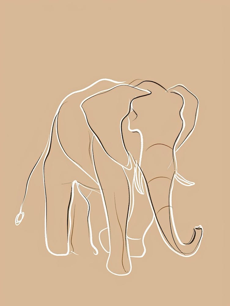 Elephant Drawing - Boho, Line Art 6