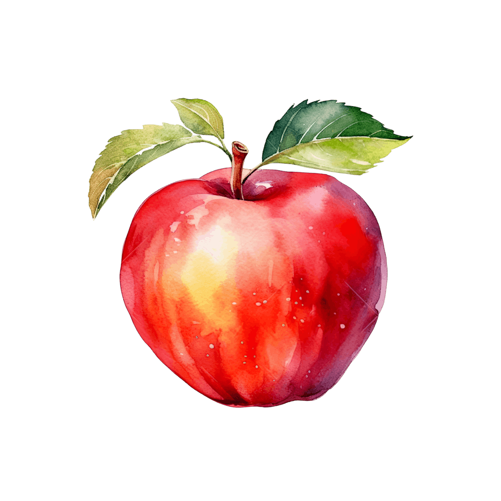 Red Apple Watercolor Painting 3