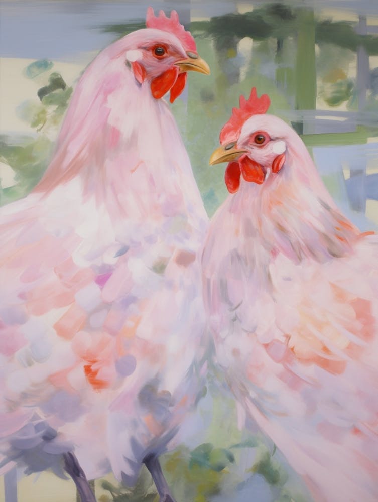 Pink Ethereal Bird Painting Chicken 2