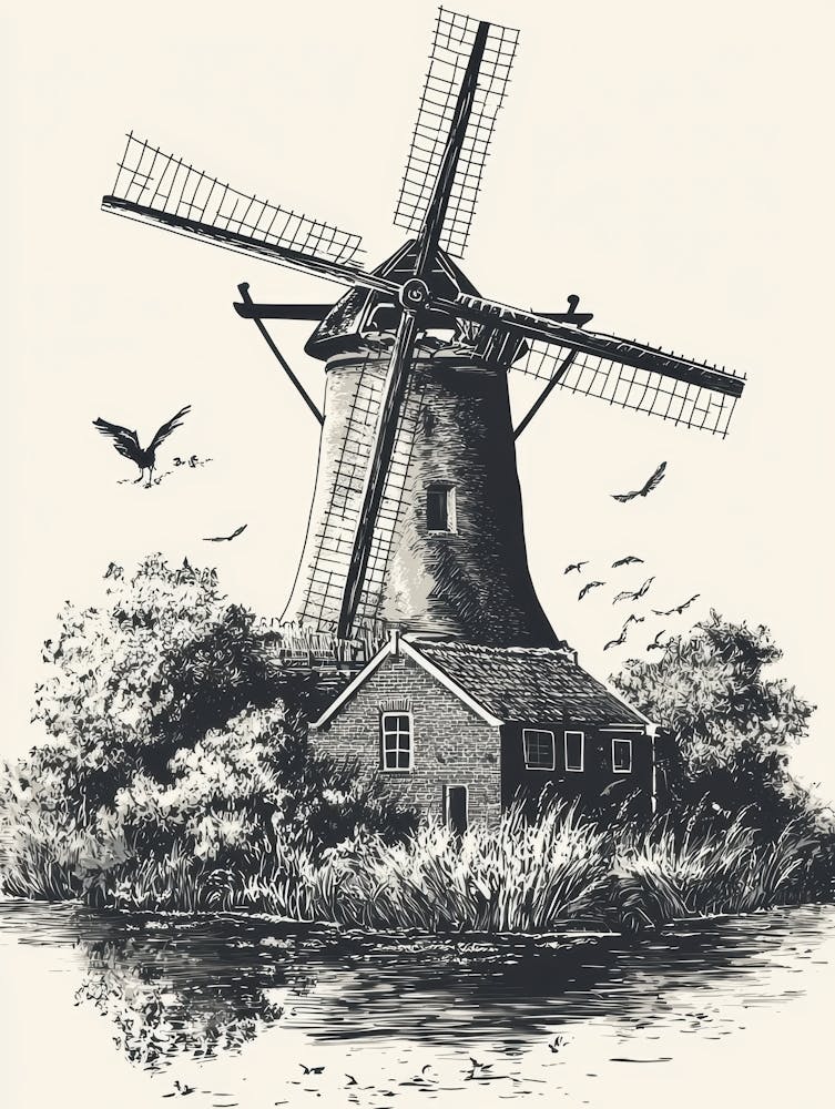 Windmill On The Water 1