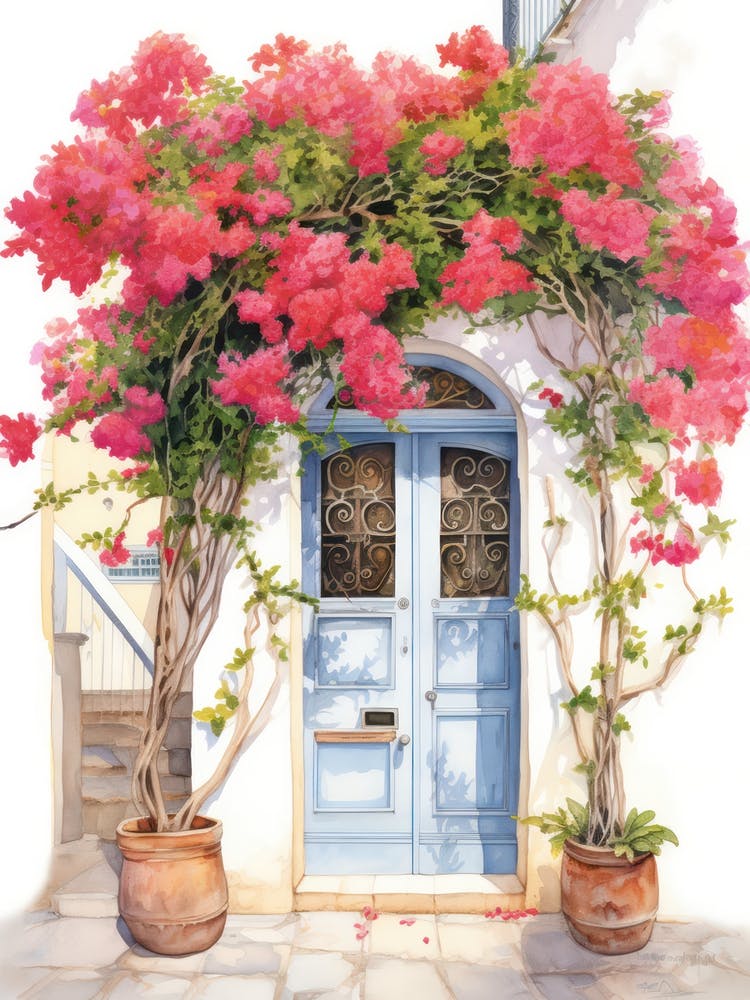 Rhodes, Grèce   Portes Méditerranéennes Aquarelle Peinture 2