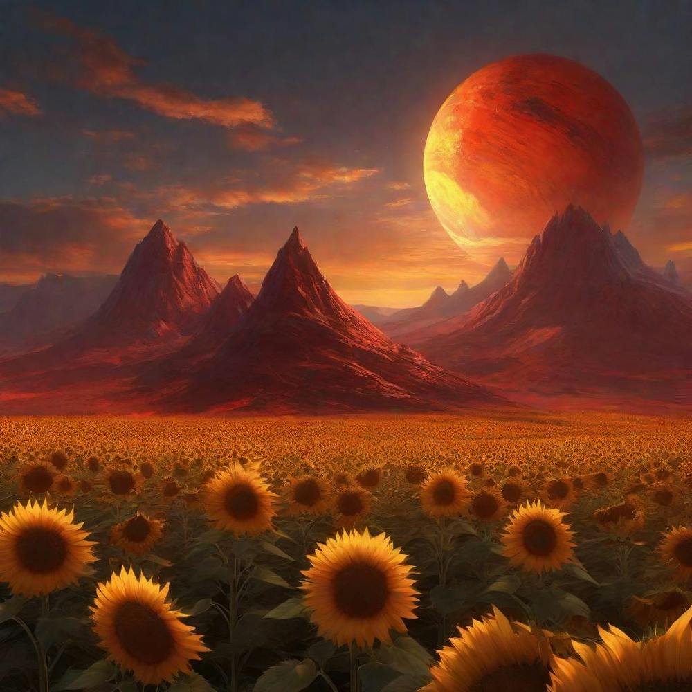 Sonnenblumen-Sonnenuntergang