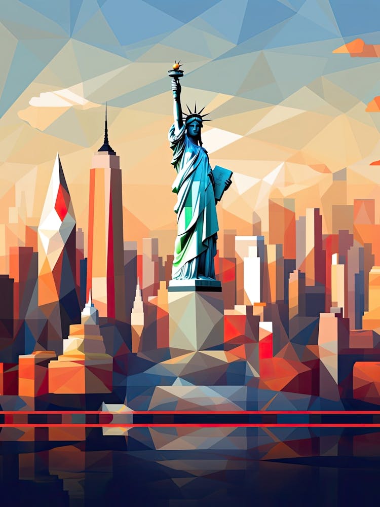 New York City, Usa, Geometric Illustration 1